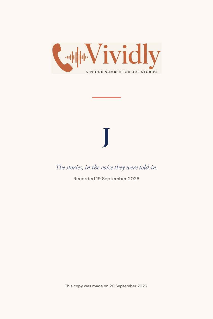 The cover of a Vividly book: the logo above a single initial and the line, the stories, in the voice they were told in.
